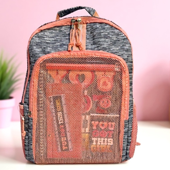 Girls Coral Sporty Backpack 16” + 12 Pc Stationery Set - Picture 1 of 8